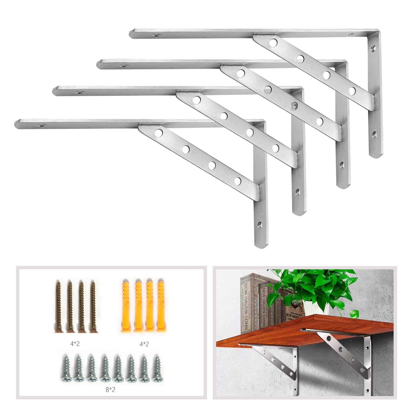 Heavy Duty Floating Shelf Bracket Stainless Steel Wall Mounted Brackets
