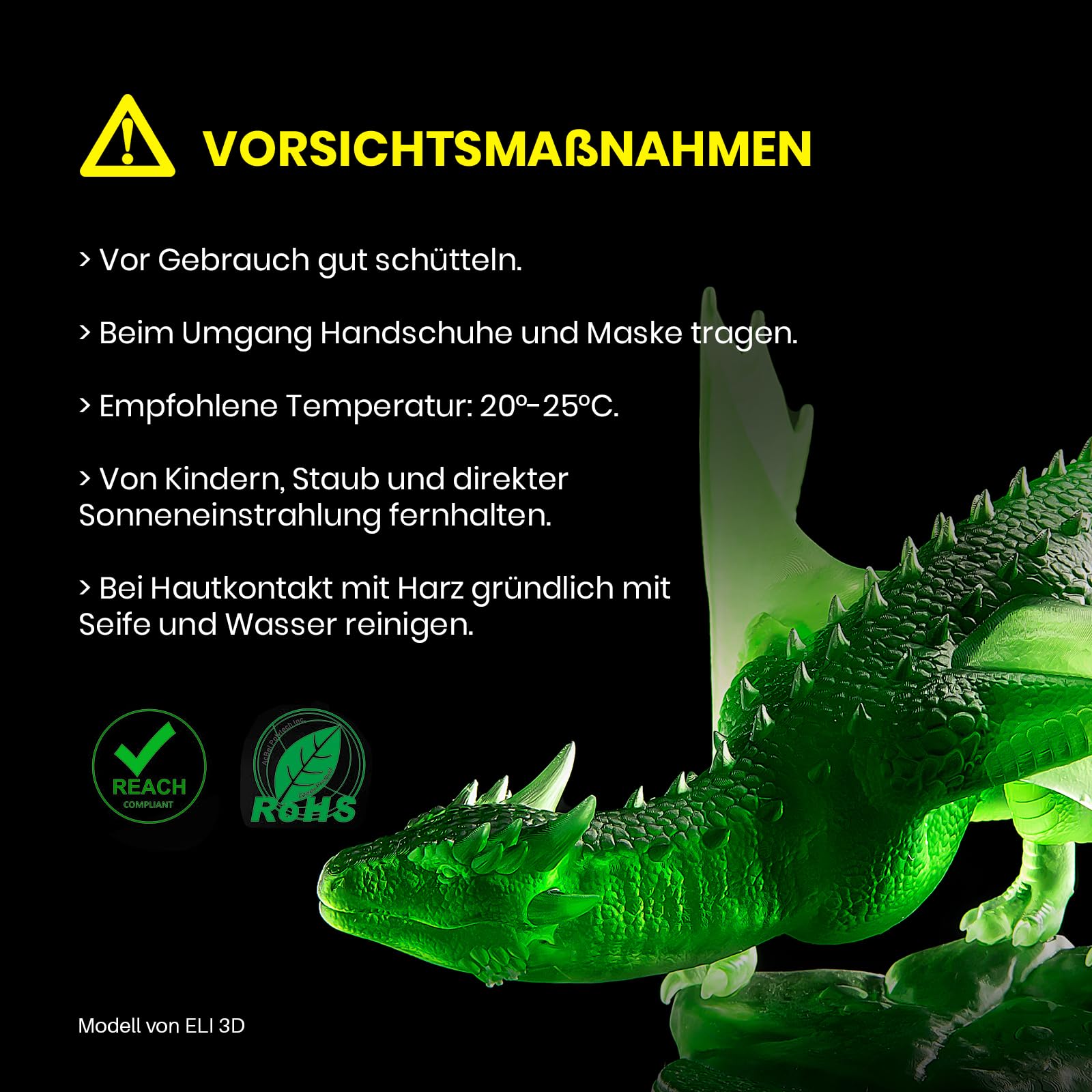 ELEGOO Standard 3D Drucker Resin auf Pflanzlicher Basis mit Extrem Geringem Geruch und Hoher Präzision, 405 nm UV Photopolymerharz, Schnelle Aushärtung Harz für Resin 3D Drucker Klargrün 1000g