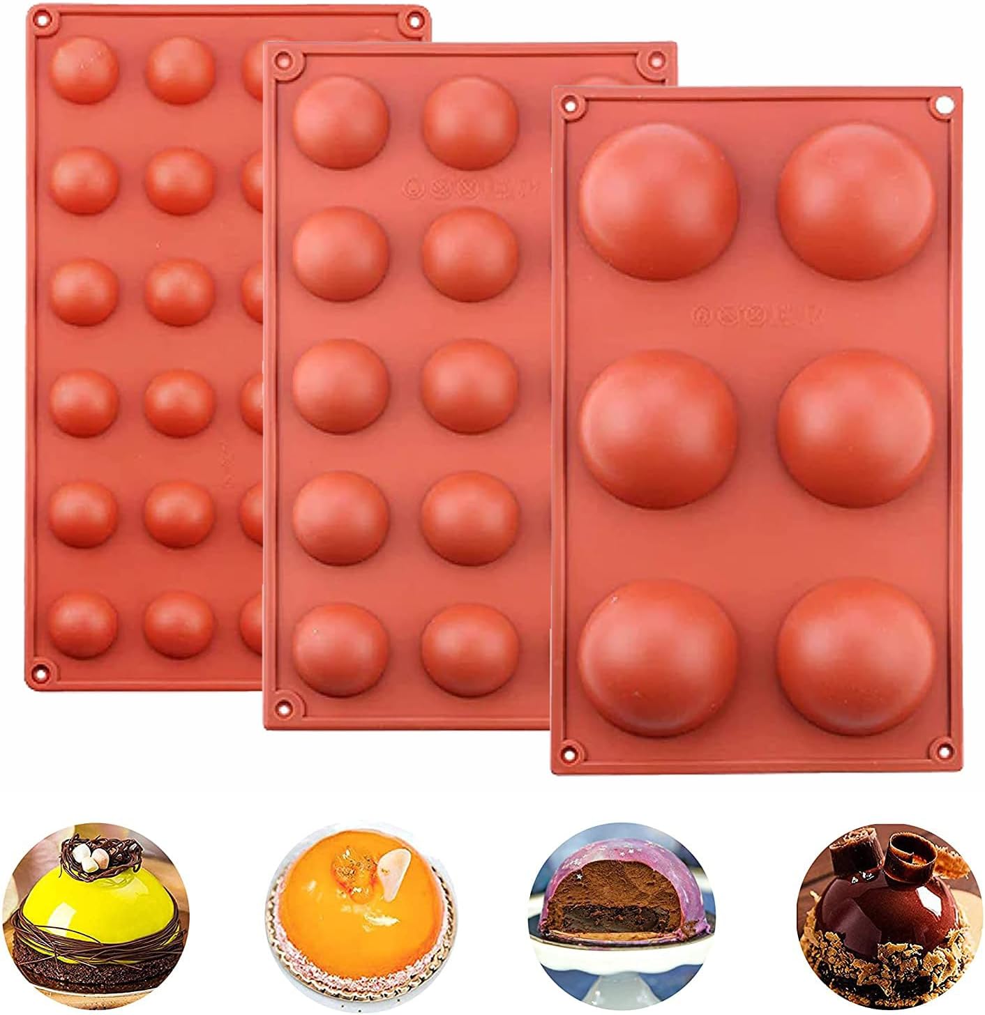 Silicone mould for Hot Chocolate Bomb Dome Mousse desert Cake Decorating Tool Baking DIY Mould Set of 3