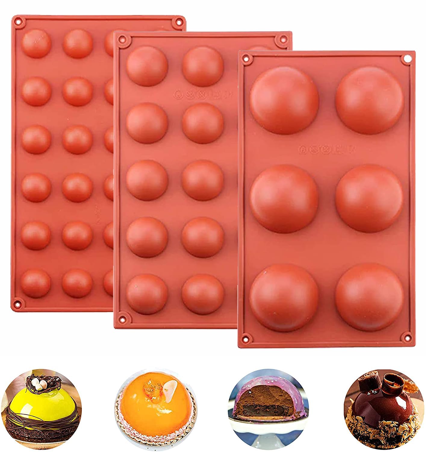 Silicone mould for Hot Chocolate Bomb Dome Mousse desert Cake Decorating Tool Baking DIY Mould Set of 3