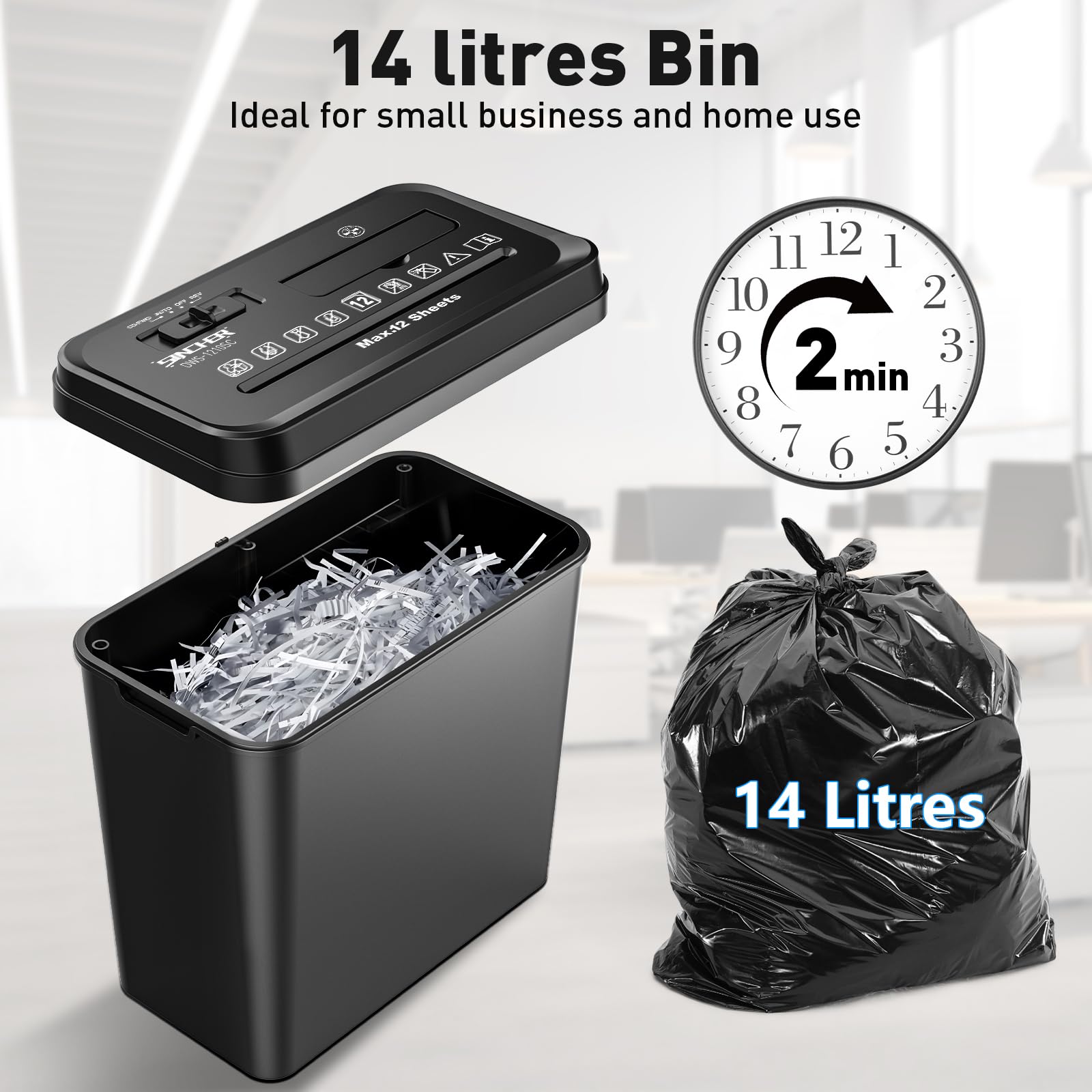 12 Sheet Strip Cut Paper Shredder, 4 Operation Modes, Overheat & Overload Protection, Dedicated CD Shred Slot - Image 3