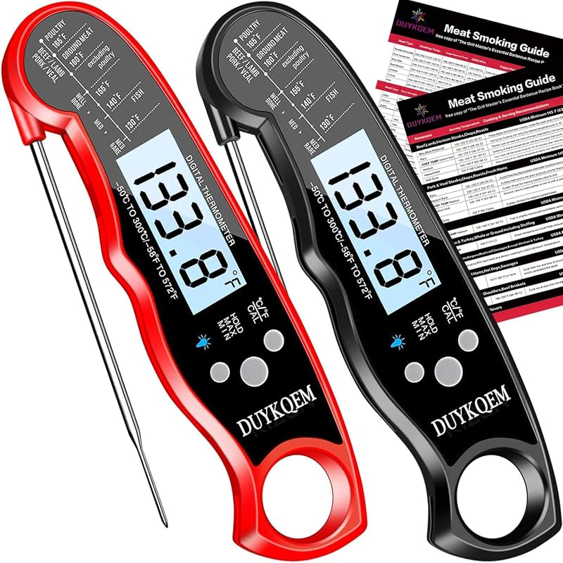 Termómetro digital para carne de lectura instantánea (paquete de 2) Termómetro impermeable para cocina con sonda retroiluminada y calibración, la mejor sonda de carne para parrilla rápida para asar a la parrilla, barbacoa, ahumador, chefs