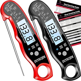 Instant Read Digital Meat Thermometer 2 Pack Waterproof Kitchen Cooking Food Thermometer with Probe Backlight & Calibration,Best Quick Grill Meat Probe for Grilling BBQ Smoker Chefs