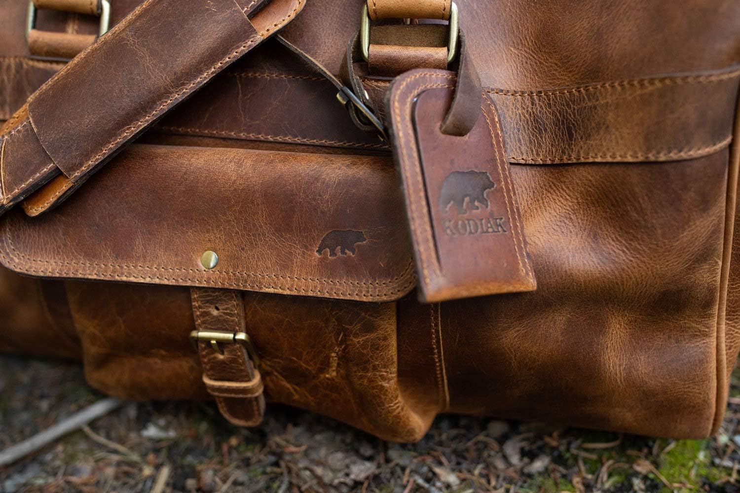  | Kodiak Leather Large Weekender Travel Duffel (60L), Canvas Overnight Outdoor Bag (Antique Brown) | Travel Duffels