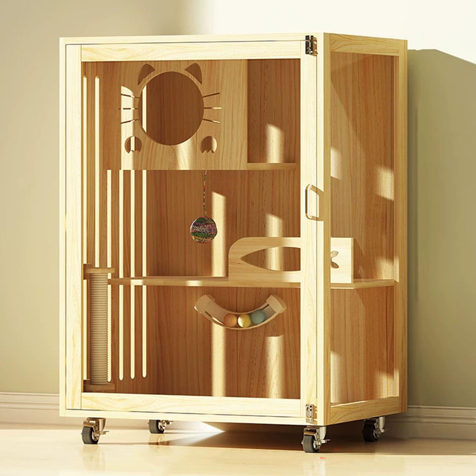 Maison de luxe multifonctionnelle for chats enclos bois avec porte
