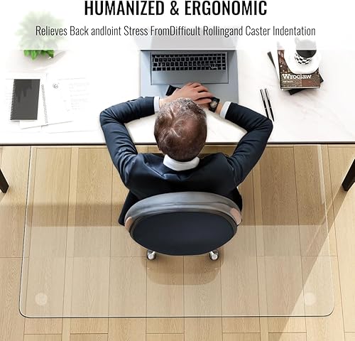 Miniatura 5 de Tapete para silla de 36 x 46 pulgadas, tapete para silla de oficina, tapete de vidrio templado para el hogar, oficina, alfombra, tapete transparente