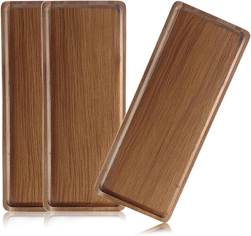 Platos y bandejas de madera maciza de 13.8 pulgadas de madera de acacia natural para charcutería, tabla de quesos (3)