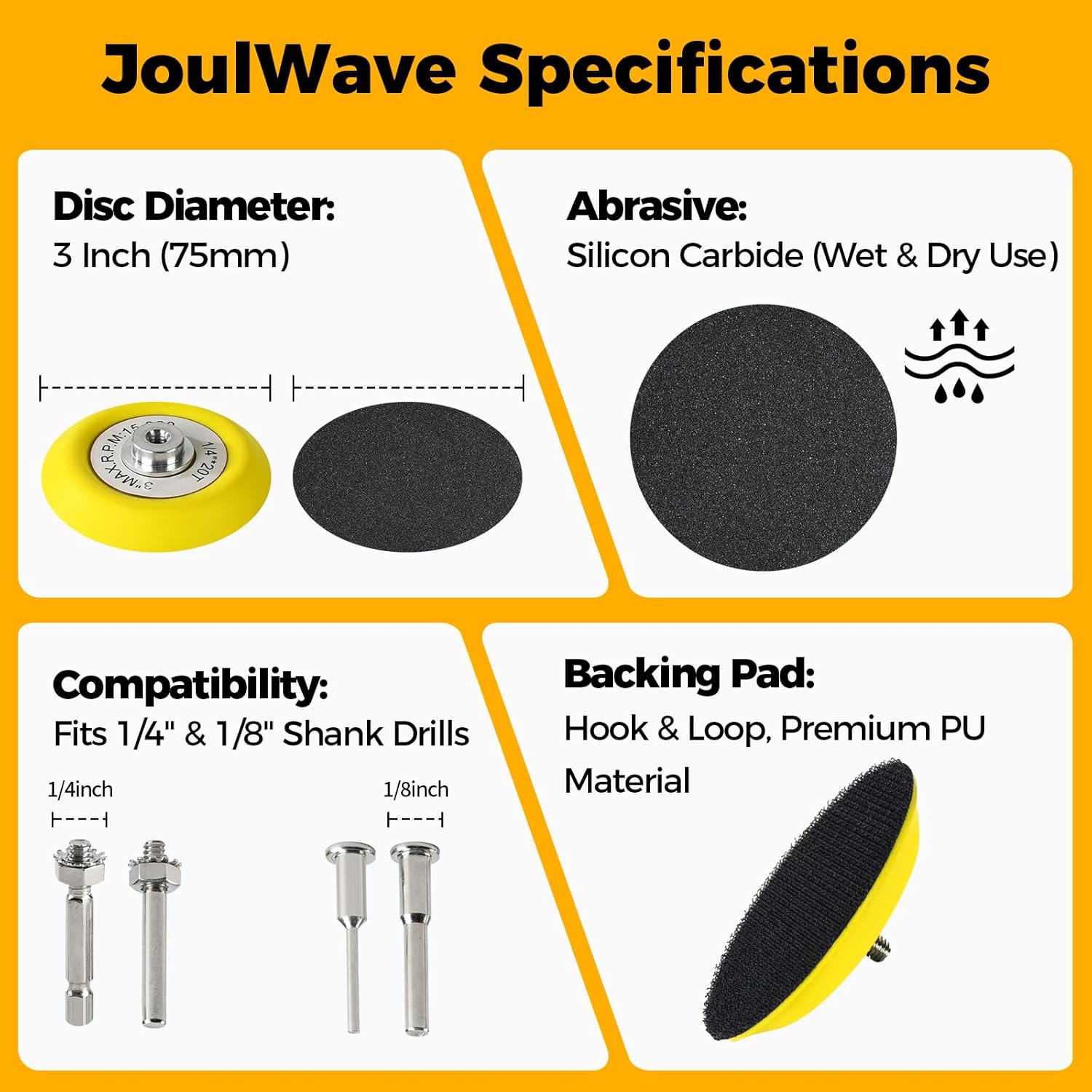 136PCS 3 Inch Wet/Dry Sanding Disc & Polishing Kit, 60-10000 Grit Silicon Carbide Hook & Loop Pads with Hand Pad for Drill or Manual Use, Headlight Restoration, Wood, Metal, Glass & Resin
