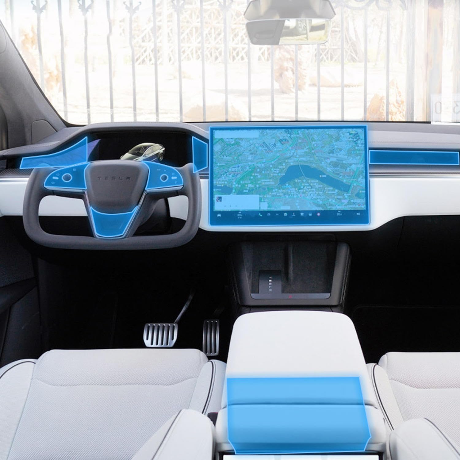 Accessoire PPF pour console centrale de voiture compatible avec Tesla Model X 2023 en TPU