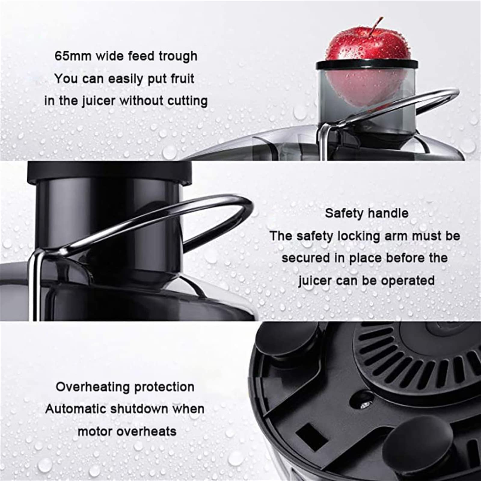 Macchina per Succo centrifugo con Bocca Larga da 65 mm, Macchina per spremiagrumi elettrica da 800 W, brocca per Succo da 450 ml e Contenitore per polpa da 1600 ml, modalità a Doppia veloc