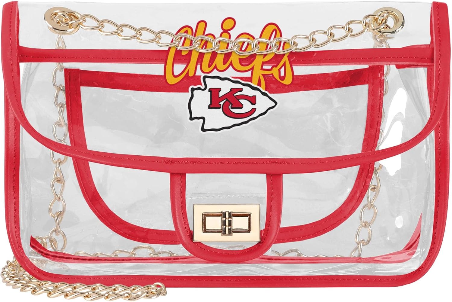 FOCO NFL womens Nfl Team Stadium Ladies Fashion Clear Crossbody Chain Bag