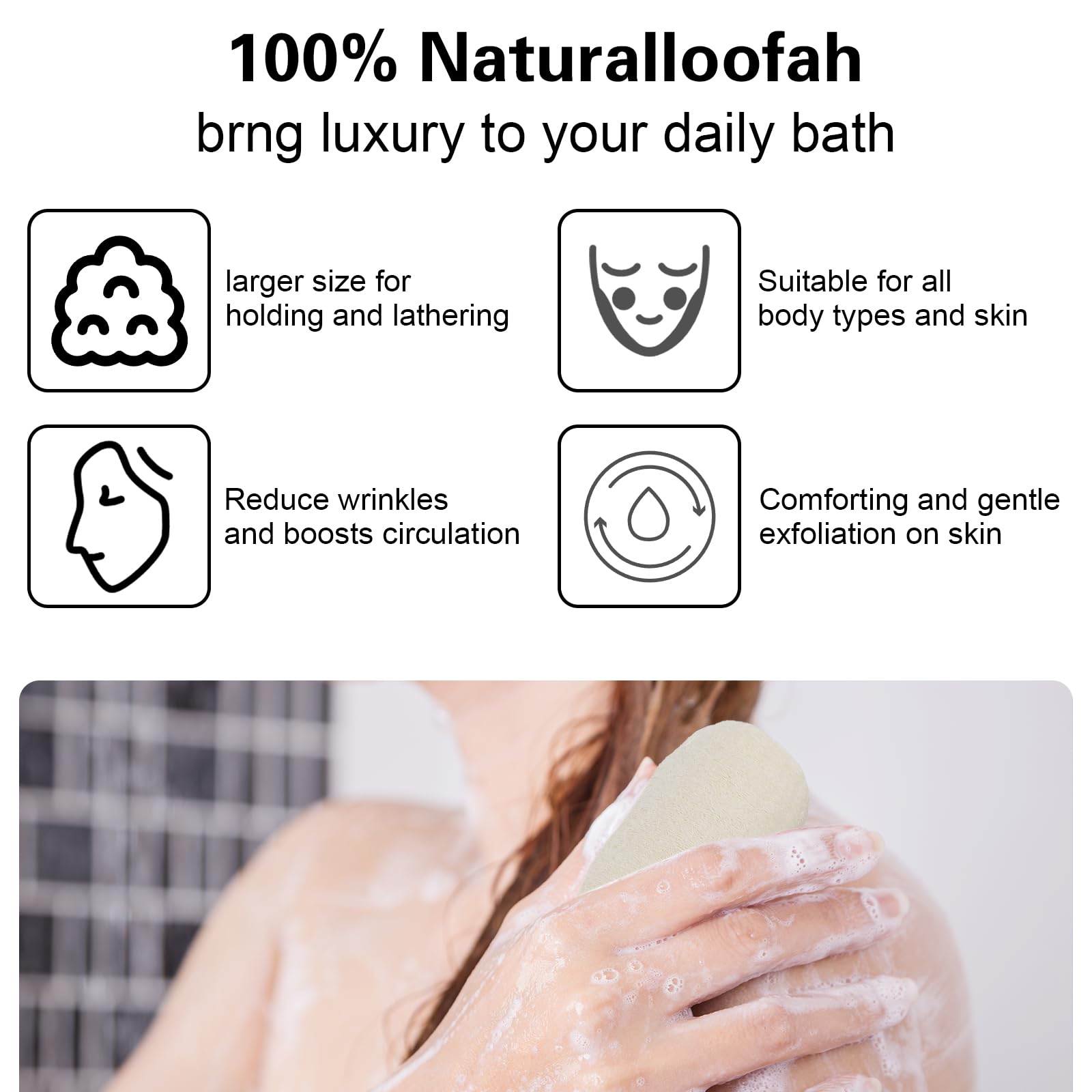 Organiczna naturalna gąbka luffa, gąbka prysznicowa Luffa do głębokiego czyszczenia skóry, złuszczająca peeling pleców dla mężczyzn kobiet dorosłych SPA piękna kąpiel codzienna pielęgnacja