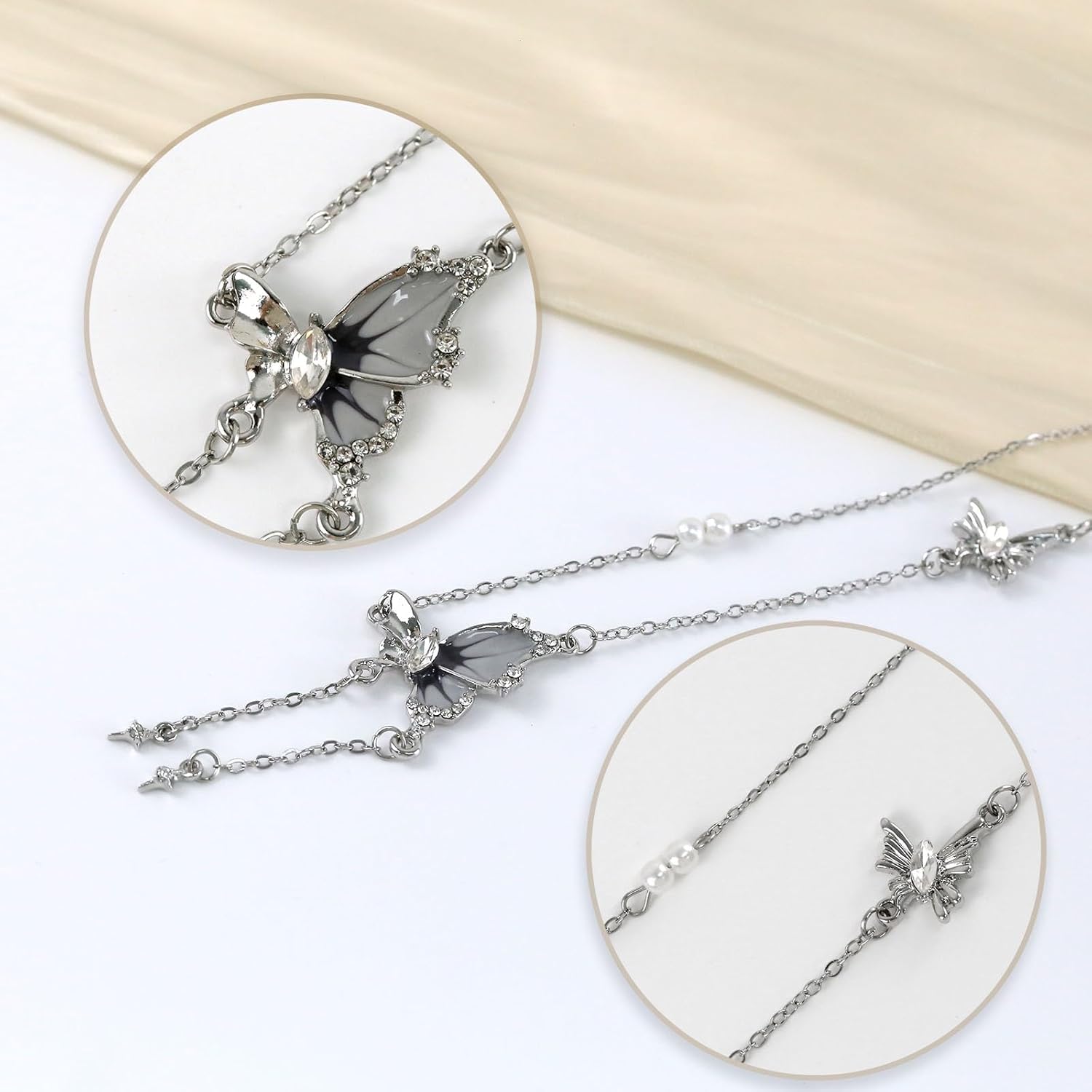 Irregular Y2k Butterfly Necklace for Women Pearl Pulling Tassel Pendant Fashion Versatile Women's Valentine's Day Gift - Image 3