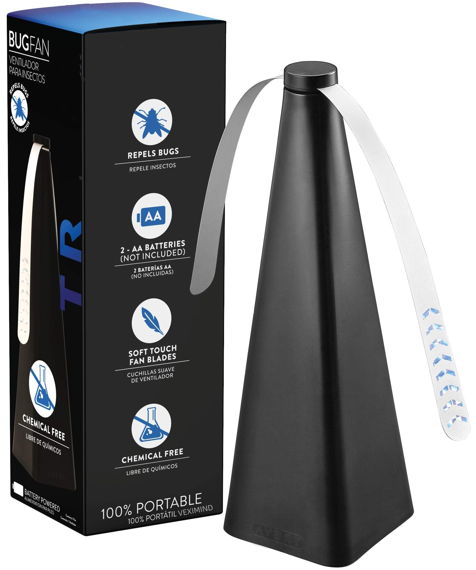 Fly Fans for Tables - Chemical-Free Bug Deterrent with Holographic Blades, Battery Powered Fly Repellent for Mosquitoes and Flies (1 Pack - Black)