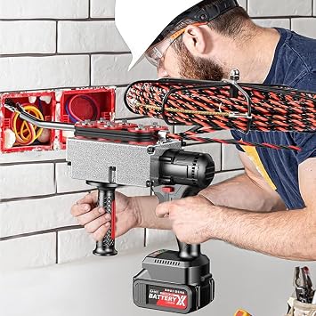 Electrician Wire Puller, 40m/Min Cordless Electric Wire Puller, 6-Wheel Drive, Wire Rope Puller with Lithium Battery for Hydropower,15m-37500m*1