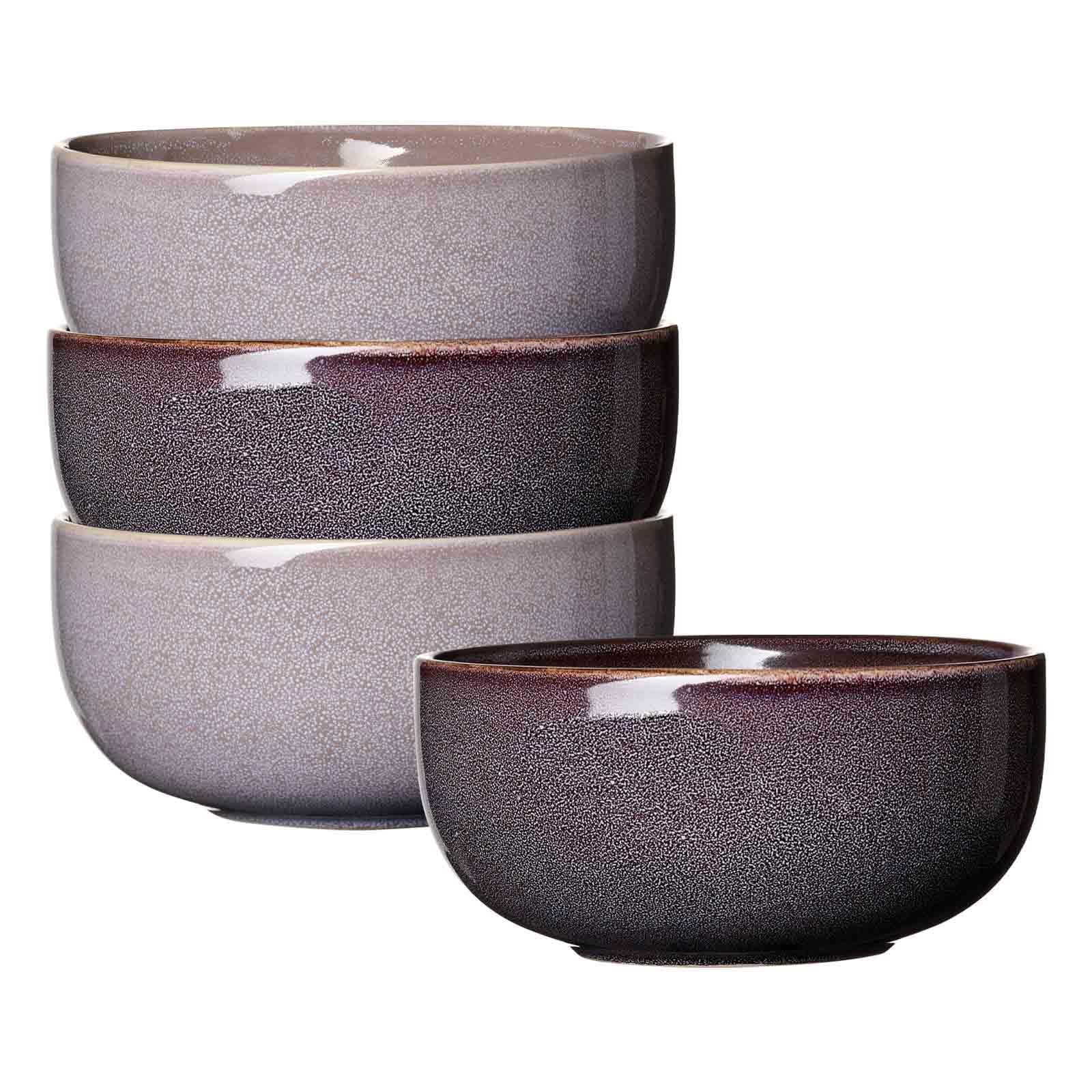 Ritzenhoff & Breker Matilda Müslischalen-Set 4-teilig, 14.5 cm, Steingut-Schalen mit Pottery-Charme und Reaktivglasur, Spülmaschinengeeignet, Berry