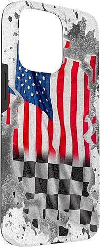 Vista 75 de iPhone 12 mini Car Racing bandera estadounidense pit crew Case