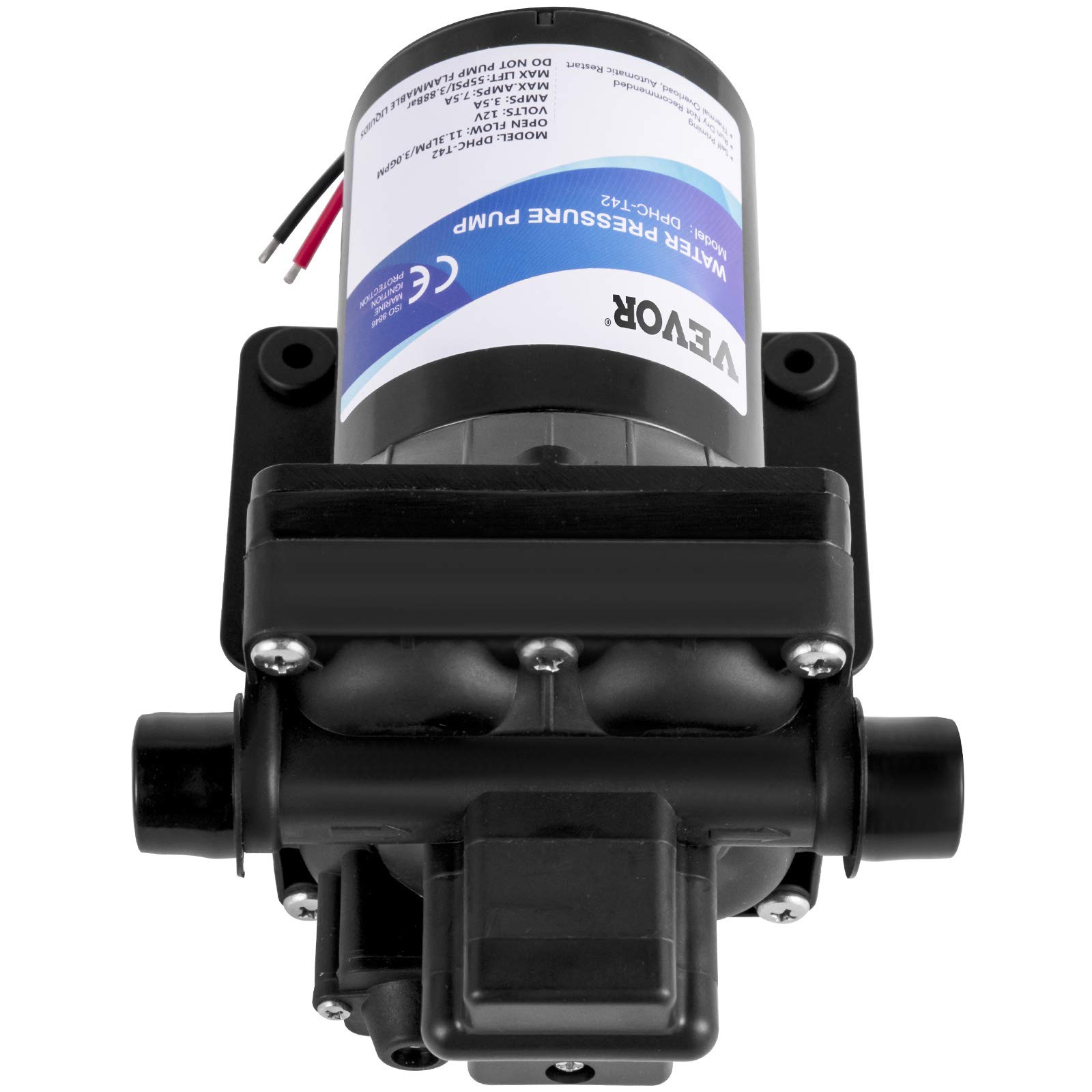 VEVOR Frischwasserpumpe, 12 V Selbstansaugende Sprühpumpe, 3 GPM RV Wasserpumpe, mit Druckschalter 45 PSI Selbstansaugende Wasserpumpe, abnehmbares Sieb 12V Membranpumpe