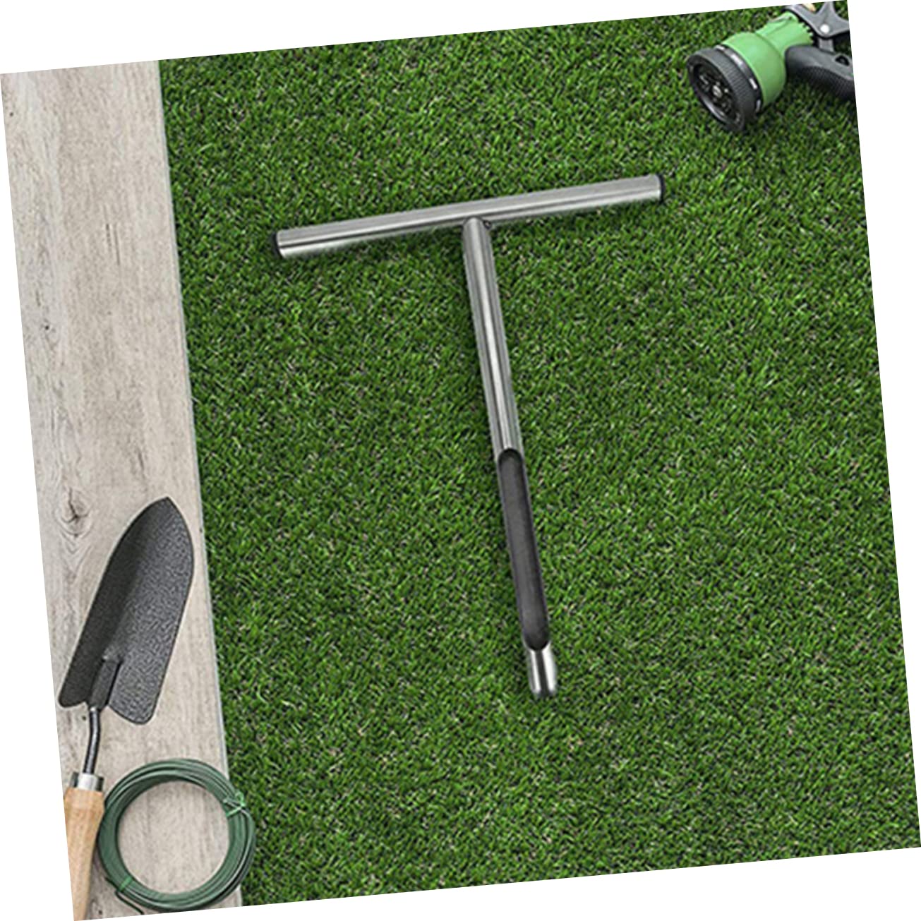 Gatuida Muestreador de Suelo Acero Inoxidable 31x15 Cm para Jardinería Profesional Sonda de Muestreo T Ergonómica Herramienta para Prueba de Suelo y Cuidado de Césped