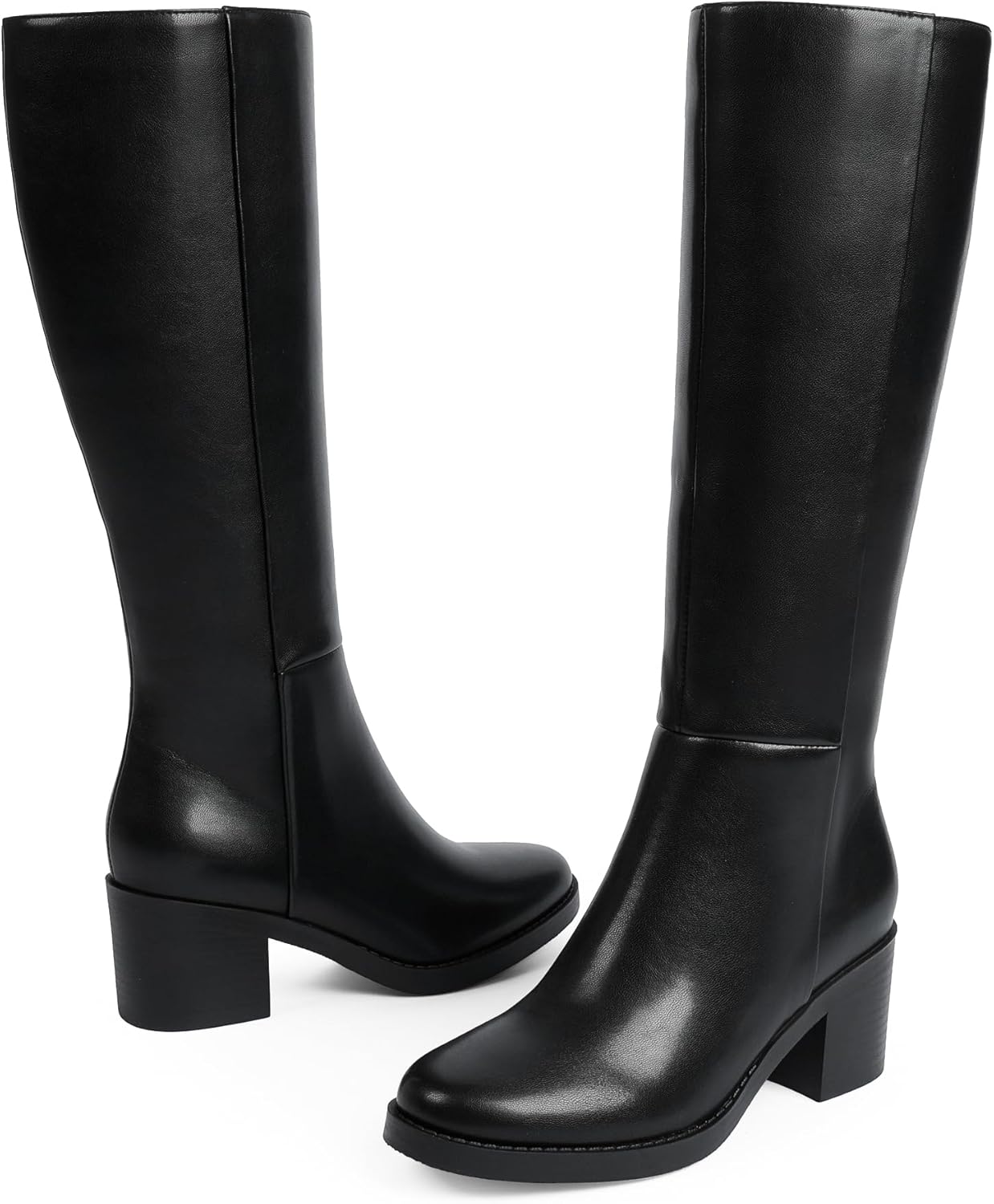 Knee High Boots for Women 2.56" Chunky Heel Round Toe Side Zipper Fall Winter Dress Tall Boots for Women - Image 5