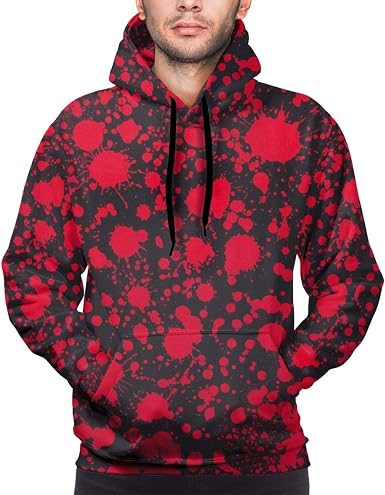 Amazon.com: Clásico terror sangre Splatter negro rojo hombres manga larga  sudaderas casual sudadera con capucha suéter Tops con bolsillo : Ropa,  Zapatos y Joyería