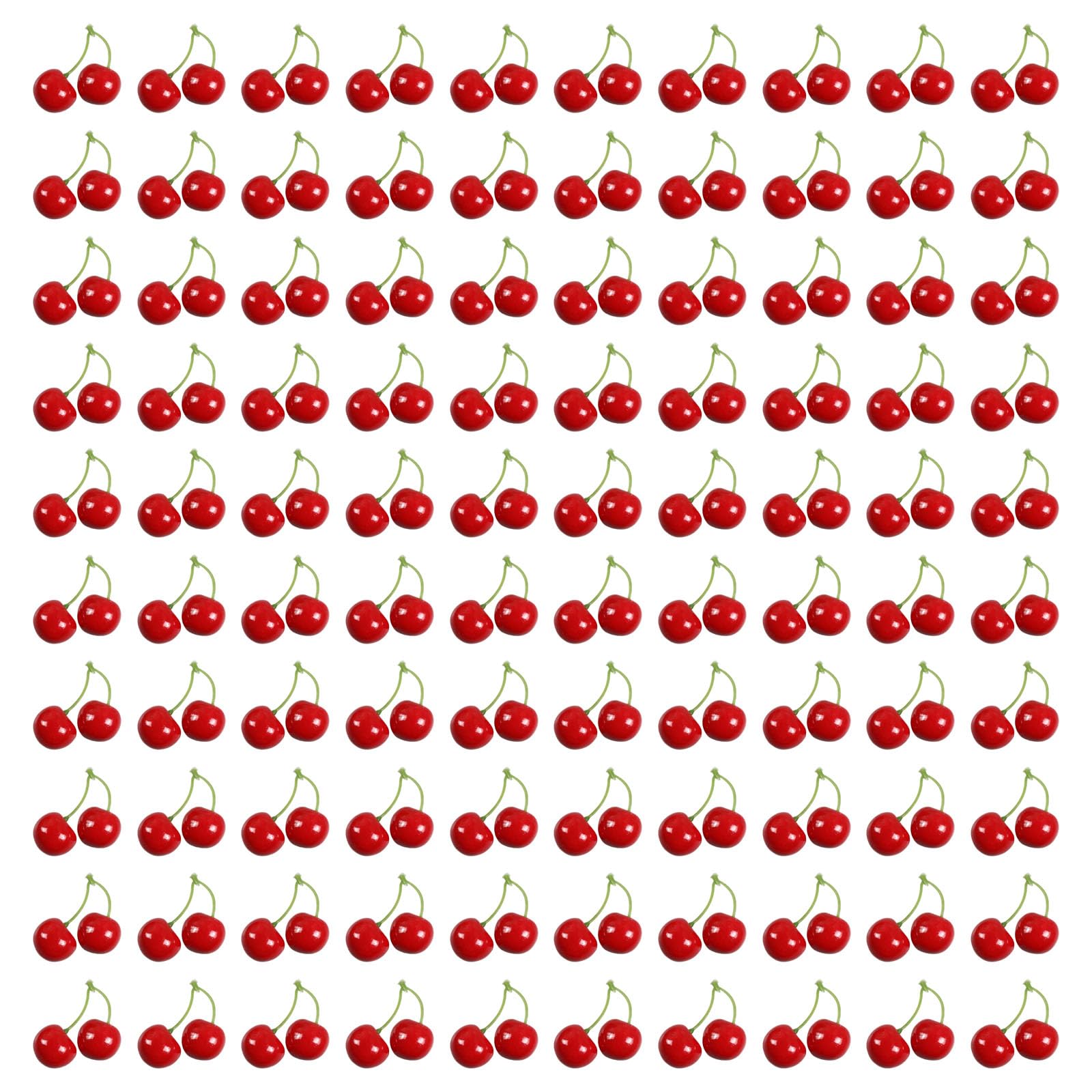 Mekalero 100Pcs Realistic Artificial Cherries Sturdy Foam Materials Ornament for Table Scatters and Photography Staging Foam Cherries Supplies