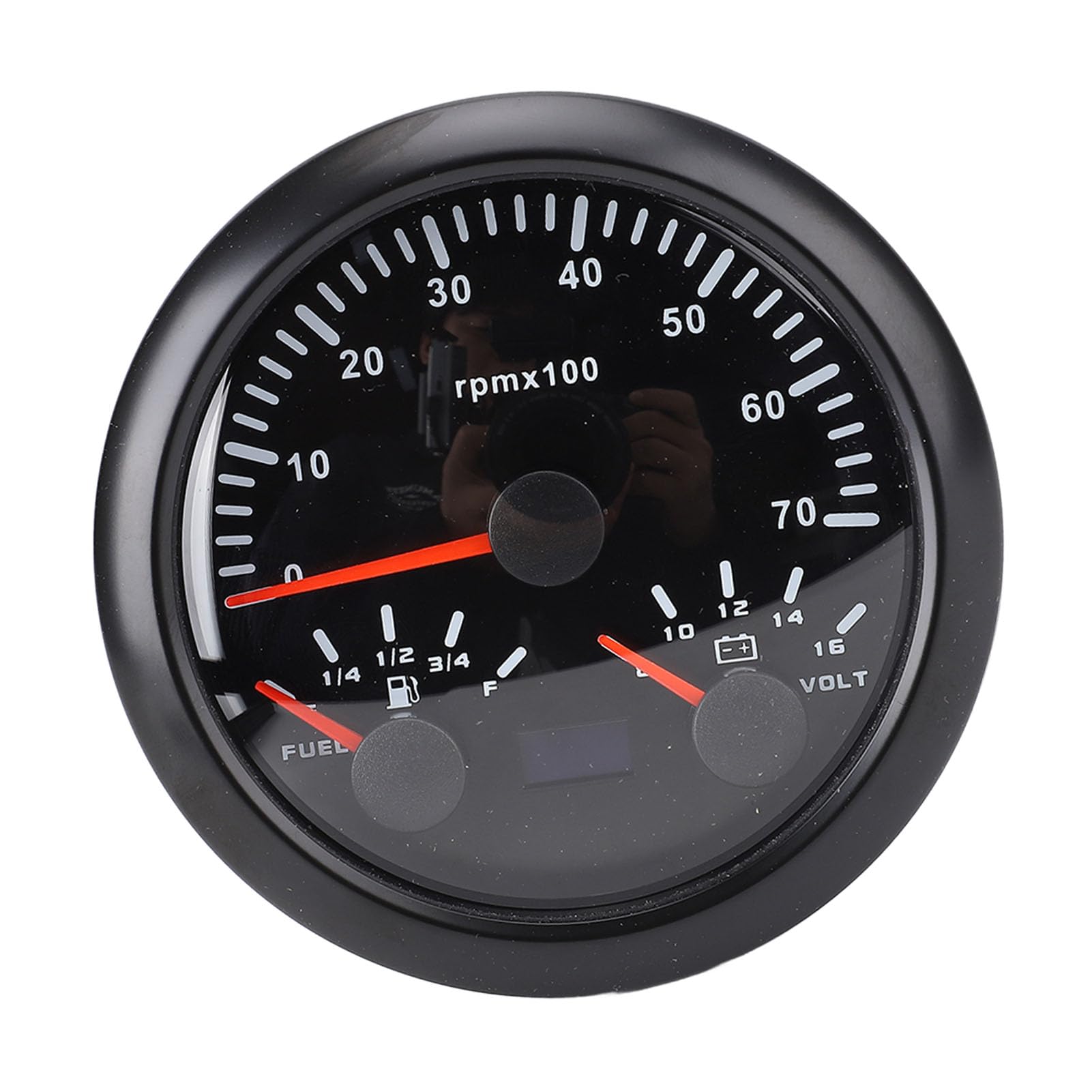 Tbest Prędkościomierz 85 Mm Woltomierz 8-16 V 3 / Cal w 1 Obrotomierz 7000 Obr./min 7 Kolorów Podświetlenia Ciężarówka Samochód (BLACK)