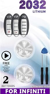 Key Fob Replacement Batteries for Infiniti (2007-2020) EX35 FX35 FX37 FX50 G25 G35 G37 JX35 Q40 Q50 Q60 Coupe QX50 QX60 QX70 Smart Remote (Pack of 2)