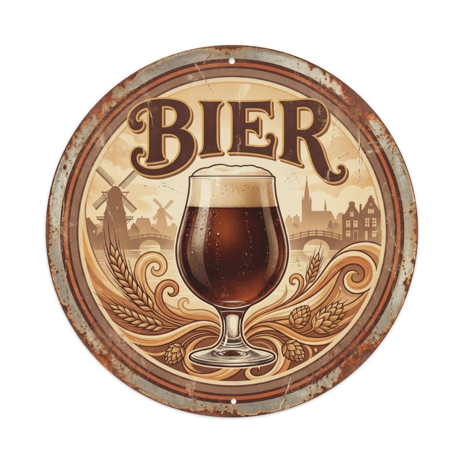 Craft Brewery Beer Dutch Culture Foam Mug Market Travel Metal Tin Sign