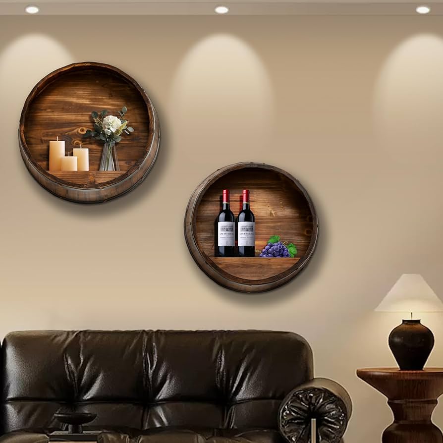 Amazon.co.jp: ウイスキー樽装飾、バーボンウイスキー樽棚、壁掛け