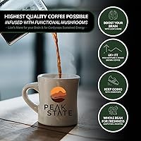 Vista 7 de Peak State Café de grano entero BRAIN SUSTAIN - Tueste oscuro - Café de seta Lion's Mane - Sin moho, sin micotoxinas, orgánico, sin OMG, bajo