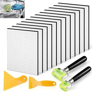 12 stycken isolerande mattor bil ljudisoleringsmatta självhäftande | Värmeskyddsmatta 24,5 × 18 × 0,5 cm, 2 tryckhjul, 2 spatlar, värme- och ljudisolering för bil, husbil, dörr, motorhuv, tak