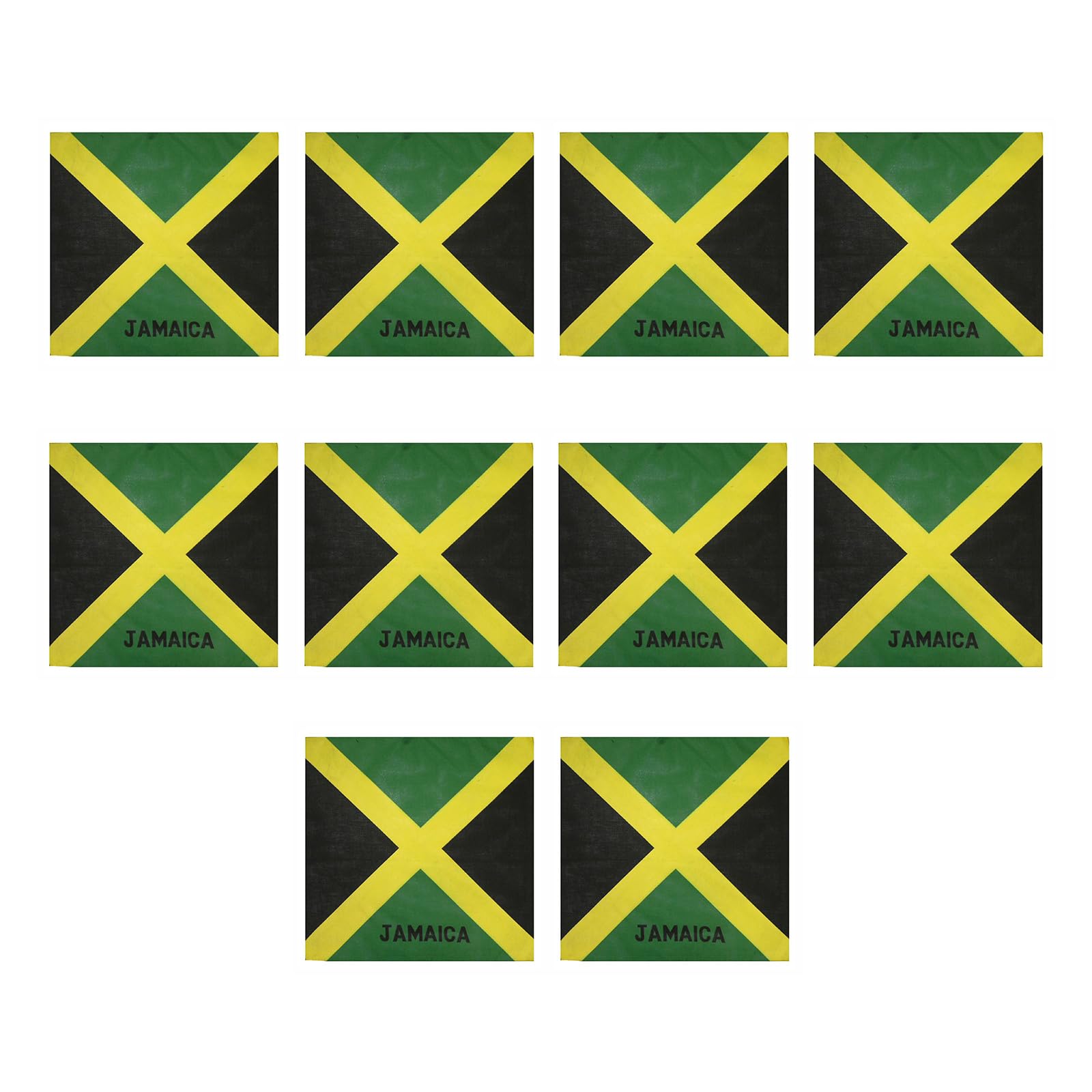 10 Pieces Breathable Unisex Bandana Headwear For Adults Kids Stylish Hip Hop Dance Accessories Jamaica Flag Pattern Trendy Flag Bandana