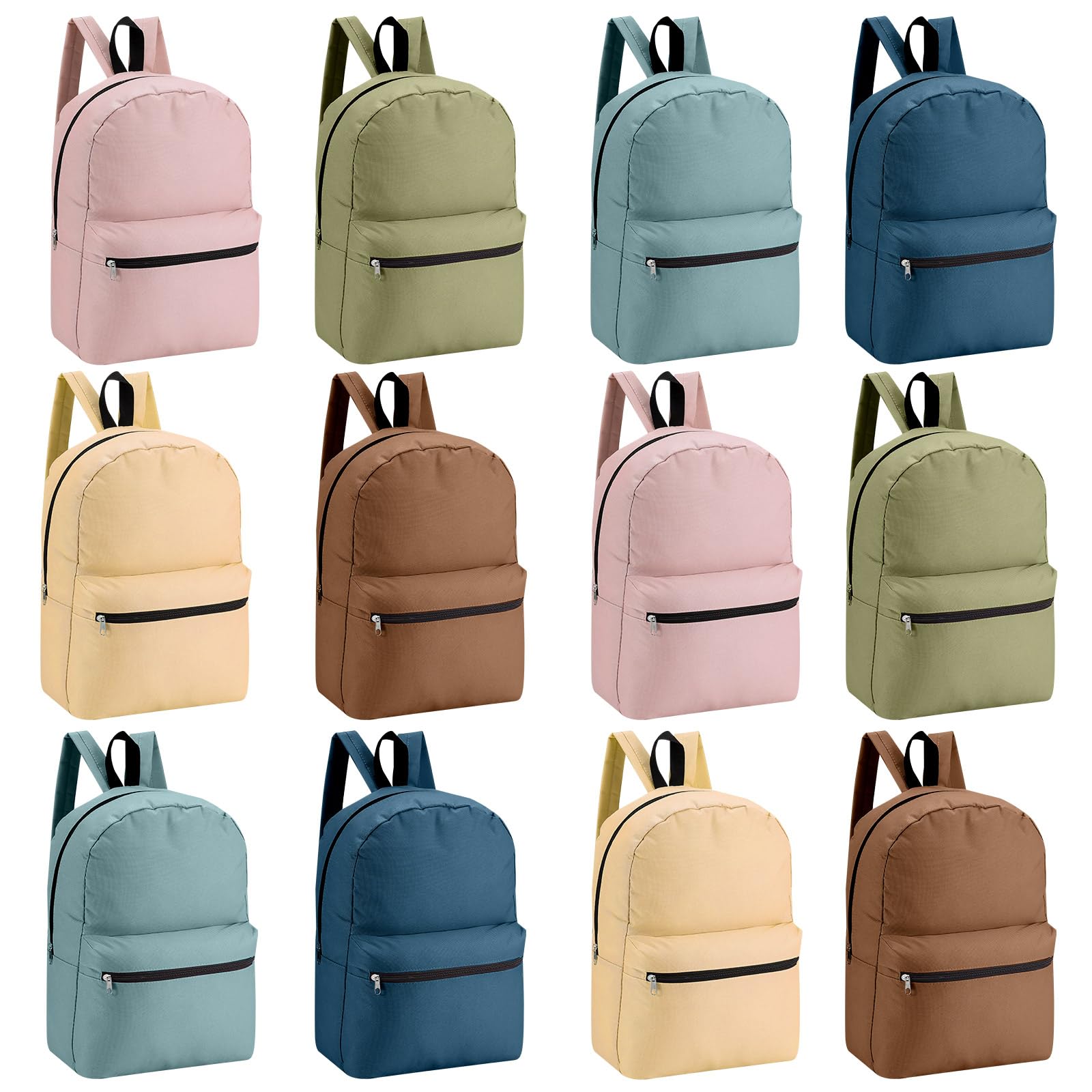 Amylove 12 Pack Backpack in Bulk 17 inch Lightweight Outdoor Travel Bag Classic Bookbags Bulk for Elementary Middle High (Morandi,Cute)