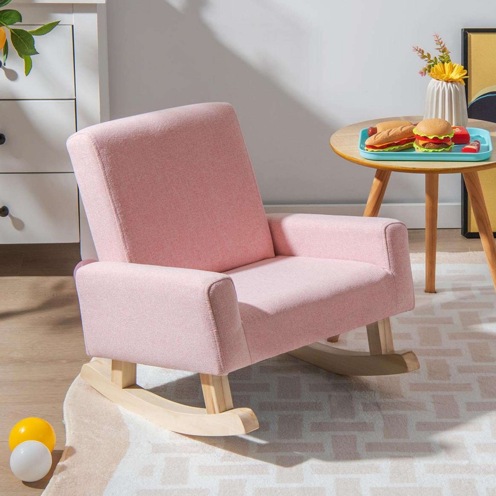 Amazon.com: GLACER Toddler Rocking Chair, Fabric Kids Rocker Chair w ...