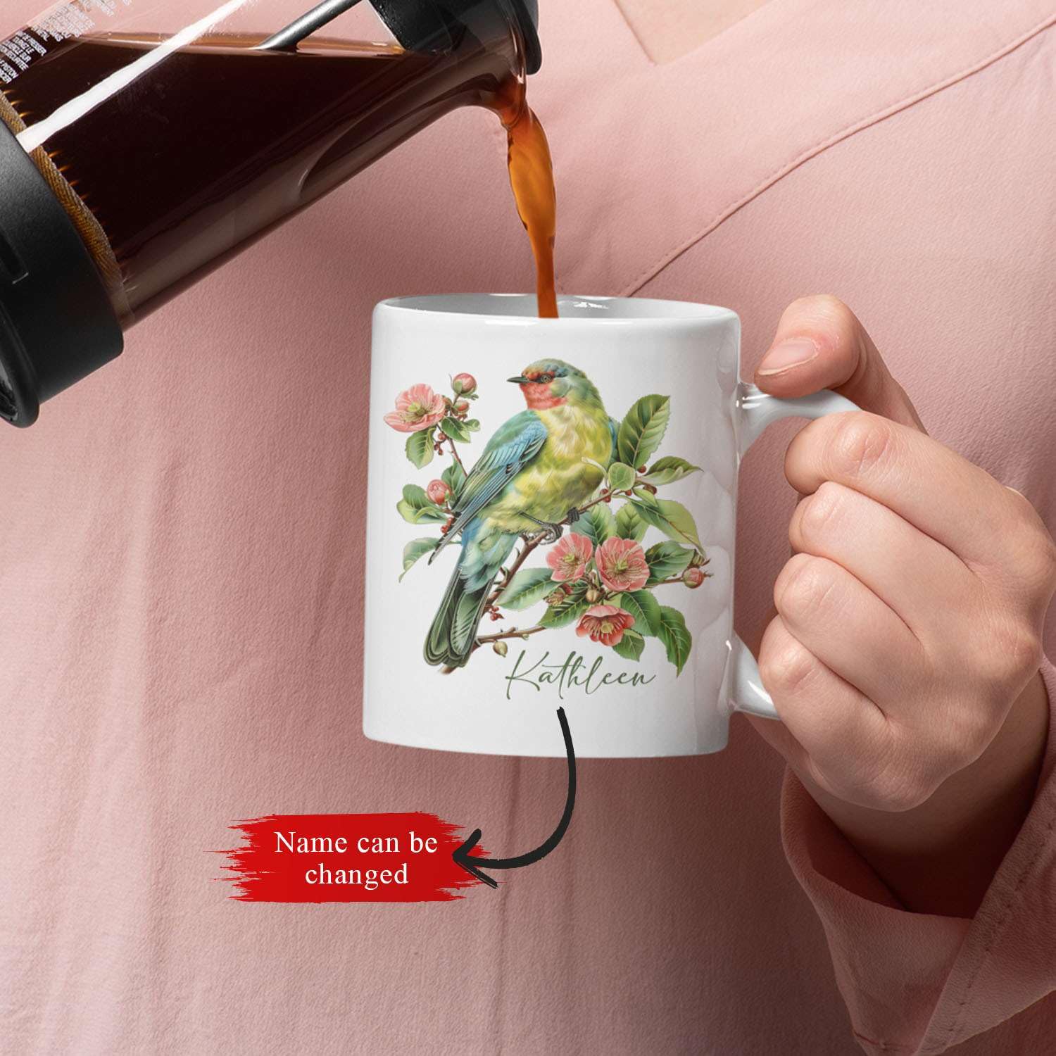 Amazon.com: Personalized Bird And Floral Ceramic Mug, Custom Name Coffee  Cup 11oz Or 15oz, Vibrant Nature Inspired Design Cup, Gift For Bird Lovers,  Customized Nature Enthusiasts White Mug : Home & Kitchen