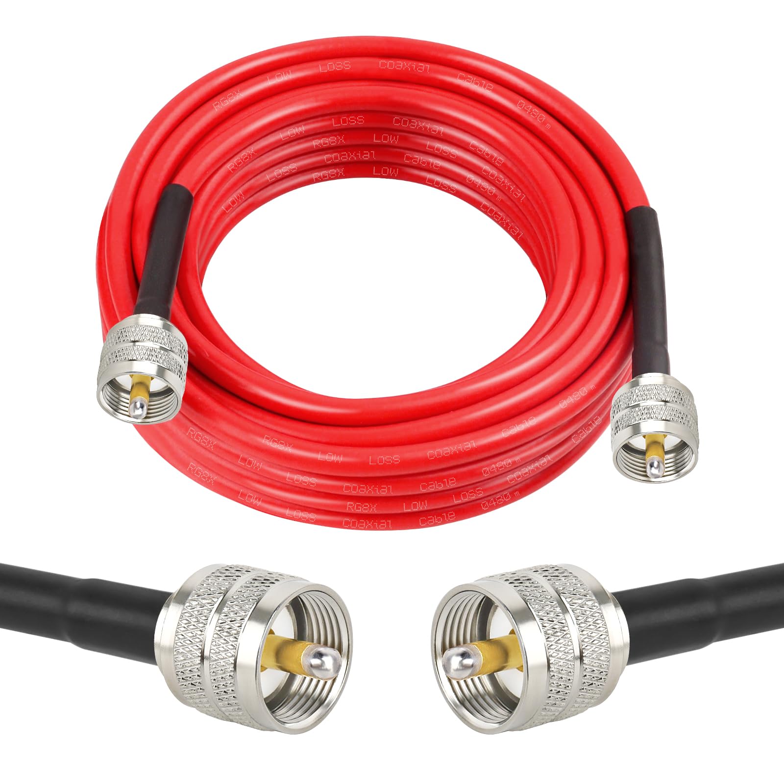 RG8X Coaxial Cable 18ft,CB Coax Cable,UHF PL259 Male to Male Low Loss CB Antenna Cable 50 Ohm for HAM Radio,Antenna Analyzer,Dummy Load,SWR Meter,Red