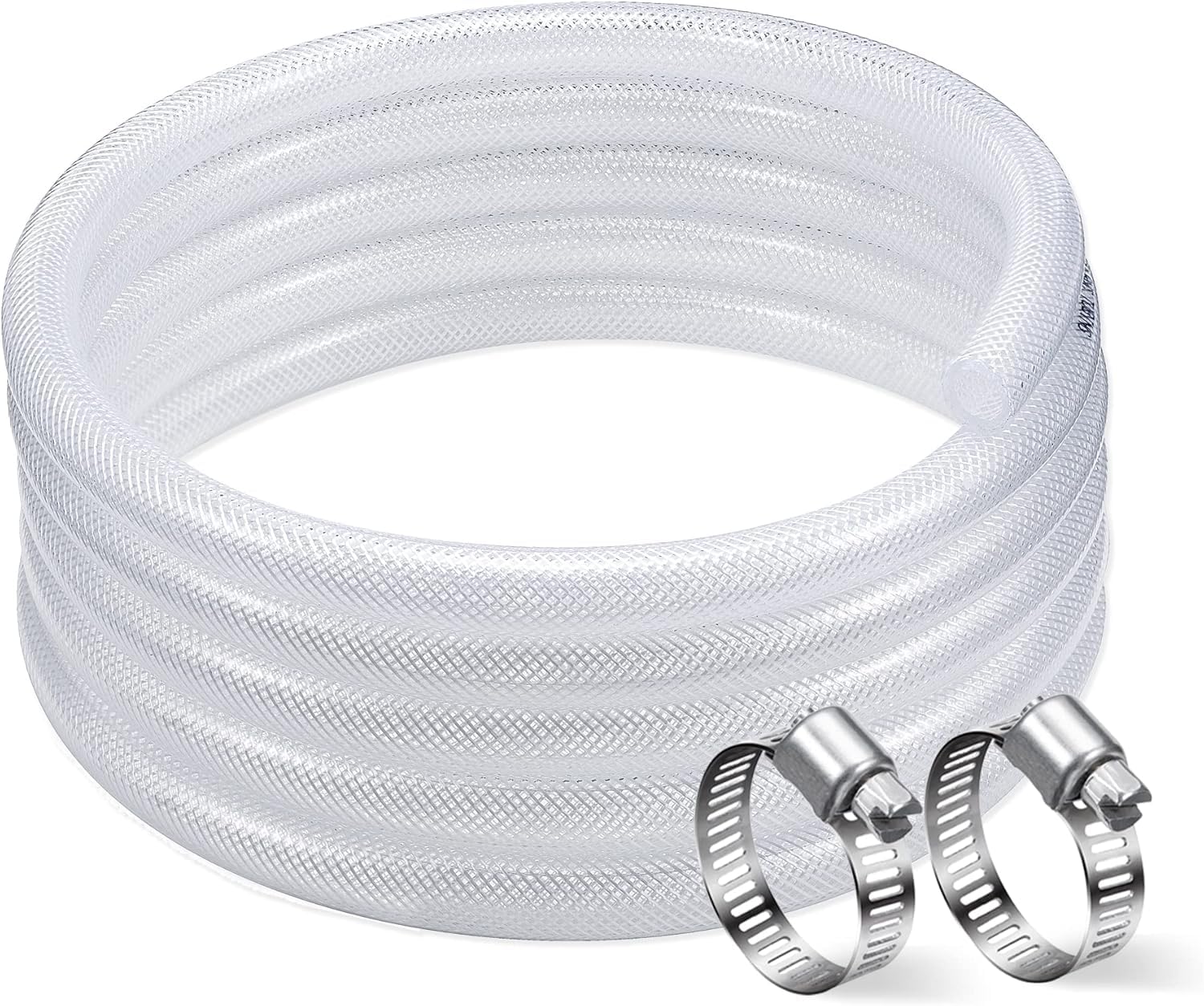 Photo 1 of DAVCO 5/16" ID × 10 ft Clear Braided Hose Plastic Tubing, High Pressure Flexible Reinforced PVC for Transfer Water Air Oil, BPA Free & Non-Toxic
