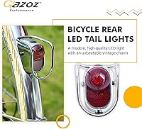 Vista 2 de Luz trasera LED para bicicleta, luz trasera vintage con aspecto cromado, accesorios clásicos para bicicleta