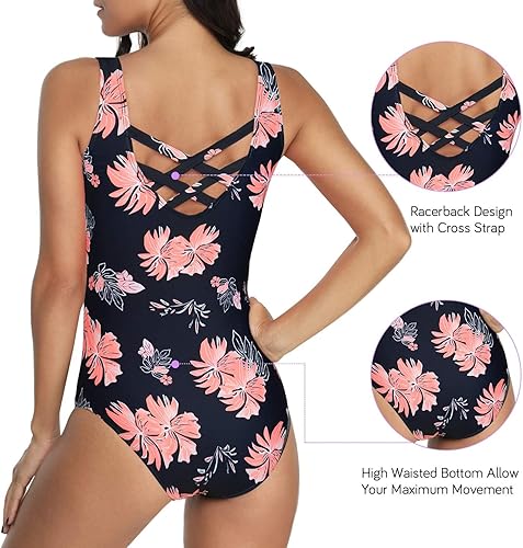 Miniatura 4 de Zando Trajes de baño de una pieza para mujer, traje de baño de entrenamiento atlético, control de abdomen, adelgazante, traje de baño para mujer