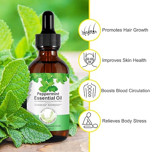 Miniatura 3 de Aceite esencial de menta para el crecimiento del cabello, piel, cuerpo, concentrado de pimienta orgánica, calma y relajación, refresca y rejuvenece