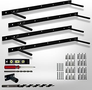 Heavy Duty Floating Shelf Bracket 6 Inch (4 Pcs) Solid Steel Hidden Shelf Brackets for Floating Wood Shelves - Blind Shelf Support with Mounting Hardware Screws, Wall Plugs, Bits and Tools Included