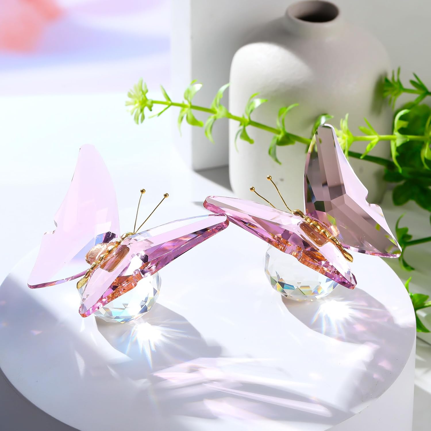 2 pcs Crystal Butterfly Figurines for Women Men Pink Glass Butterfly Statues for Desk Office Home Animal Ornament Gifts for Butterfly Lover - Image 2