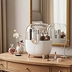 Amazon Basics Multi-Color Cosmetic Storage Box with LED Mirror – White,Large Capacity, Portable Design