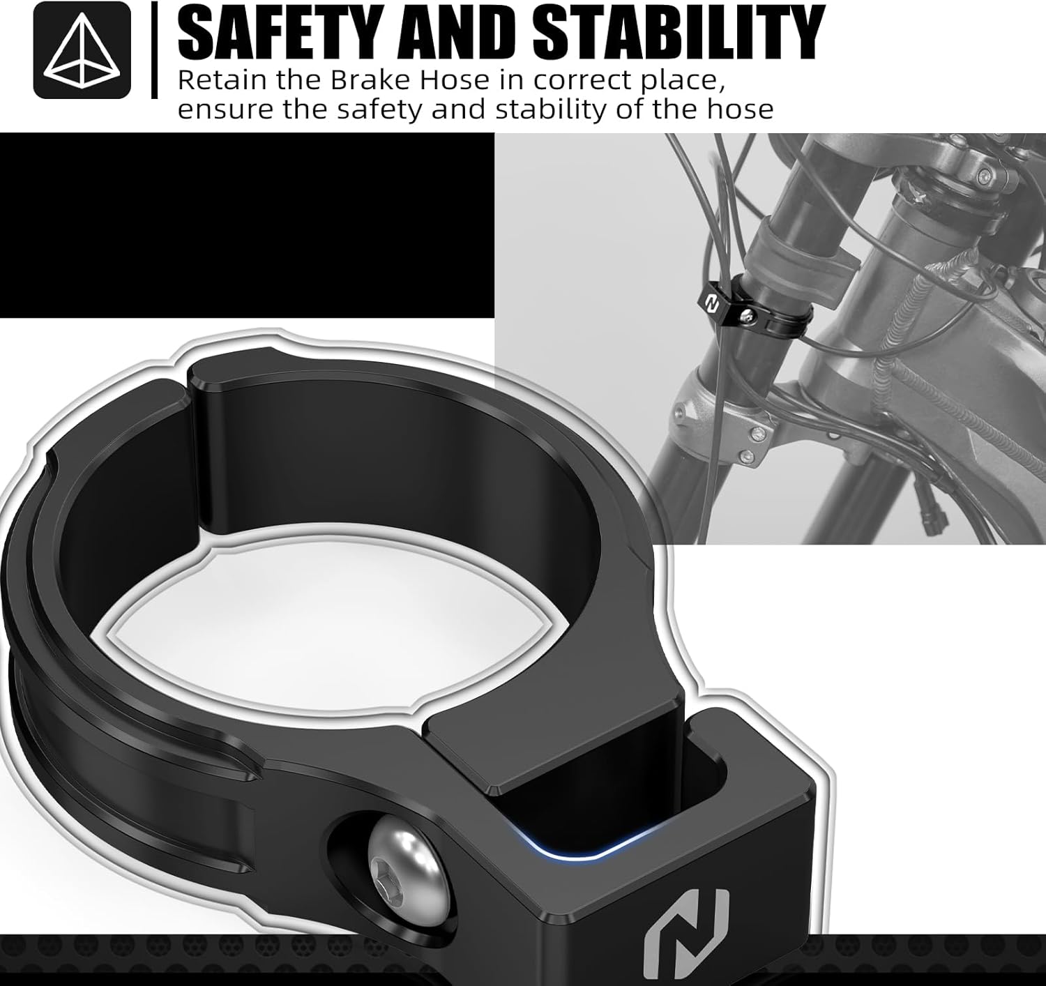 NICECNC Black 2PCS Front Fork Hose Compatible with Surron Light bee X/S Rustproof Surface Brake Line Holder Compatible with Segway X160/X260 See Fitment