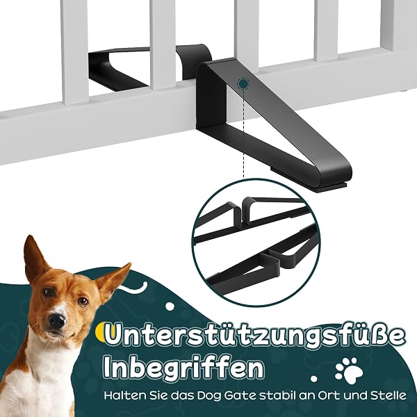 Semiocthome Freestanding Pet Gate with 2 Stands,Bamboo Dog Gates for Doorways,Dog Gates for The House,Puppy Gate for Stairs,Foldable Indoor Gate Safety Fence,60cm Height-2 Panels Fully Assembled-White - 3
