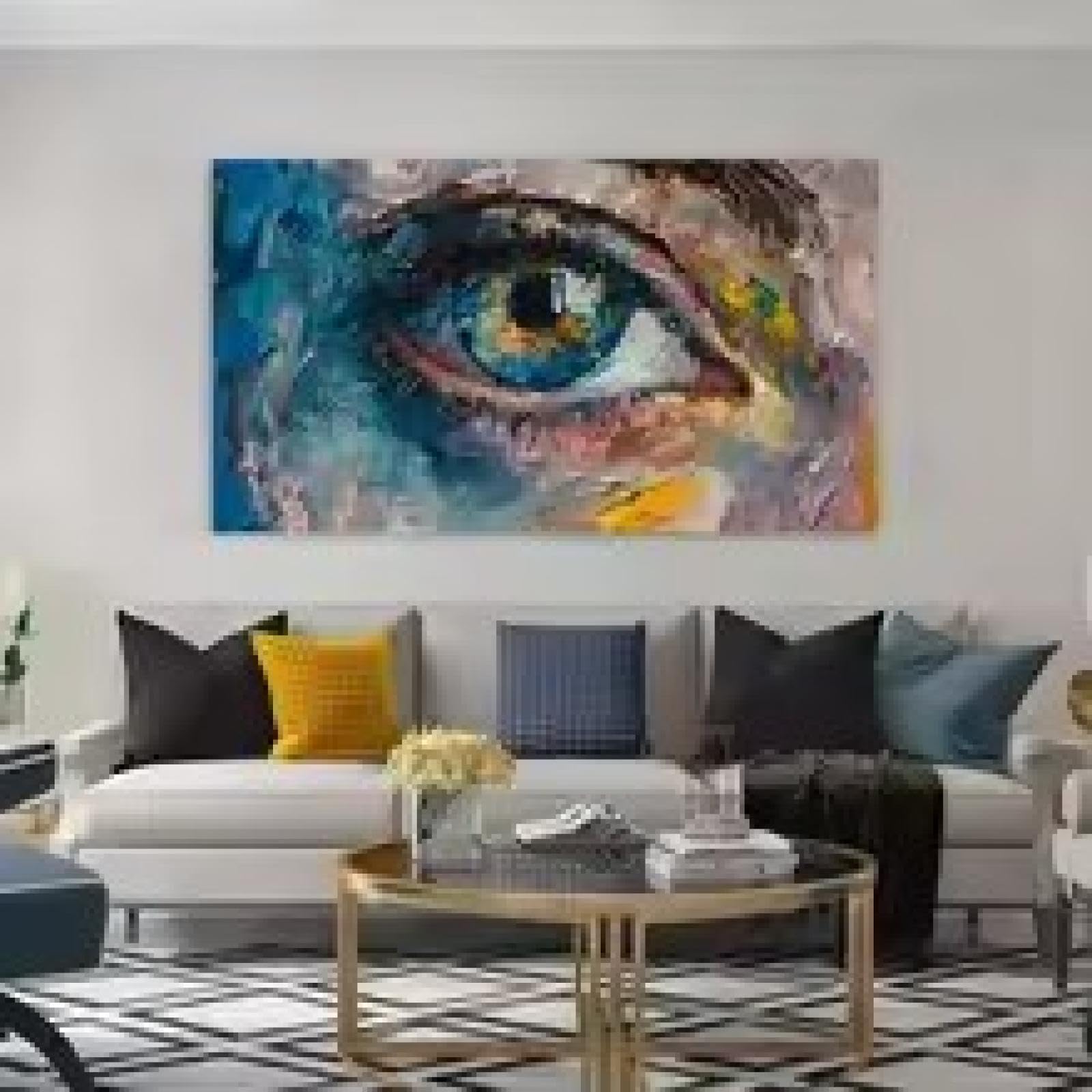 Art mural image pour salon oeil abstrait peinture chic - 5