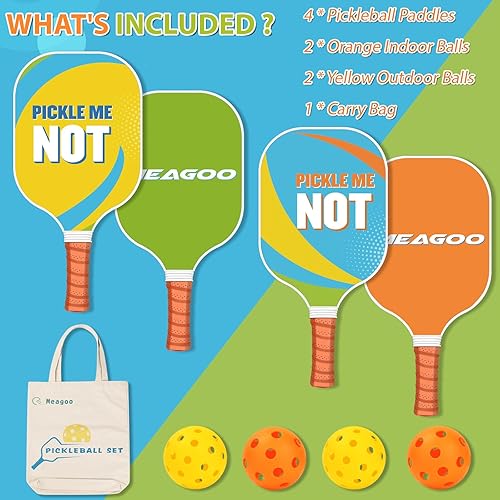 Miniatura 8 de Pickleball Paddles Set, Pickleball Rackets with 2 Outdoor Pickleball Balls, 2 Indoor Balls and 1 Portable Pickleball Bag for Beginner & Intermediate