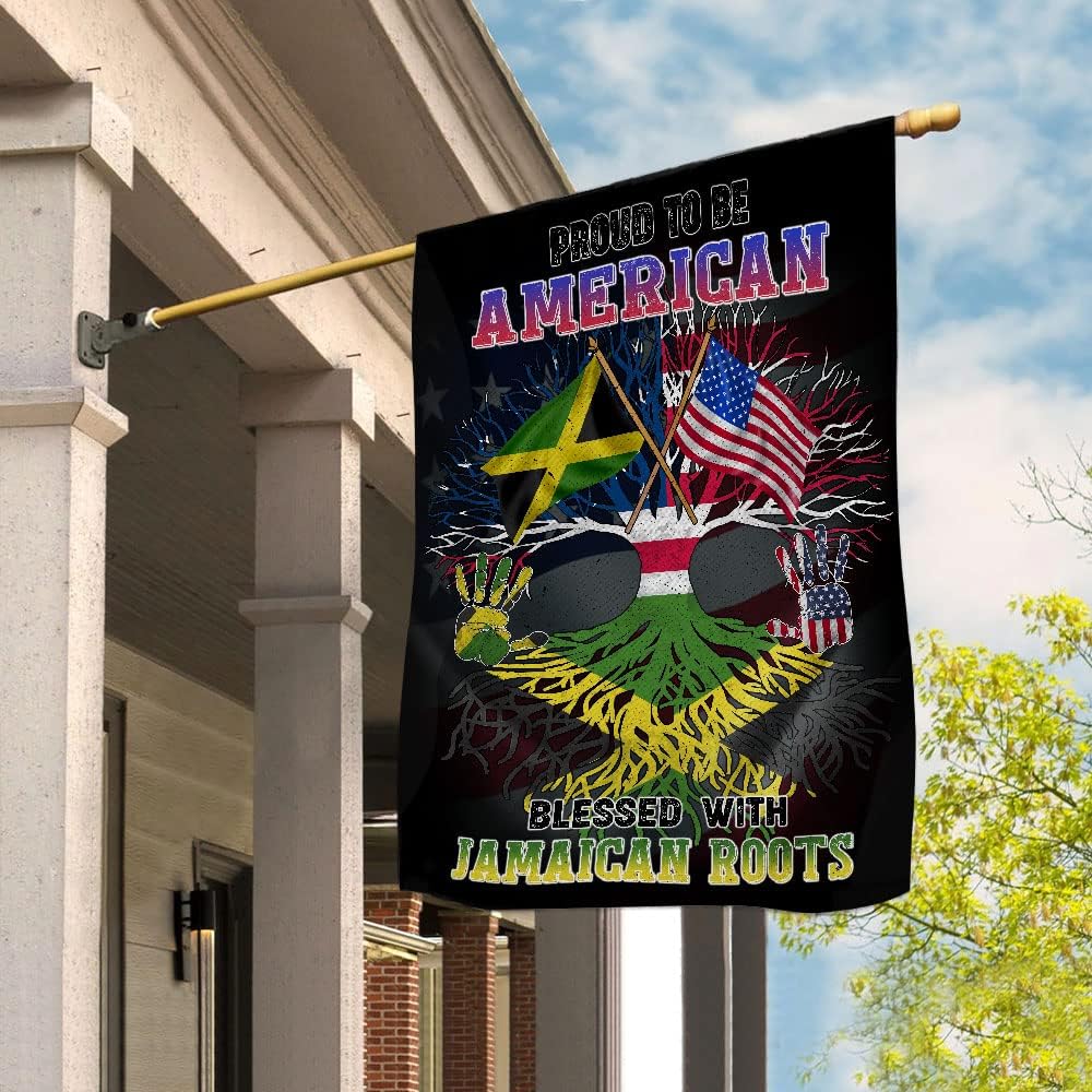 Flag Proud American Grown Jamaican Root U.S.A Jamaica Friendship House Flag (29.5" x 39.5")-USA Flags Premium Polyester-Decorative Indoor Outdoor Flag