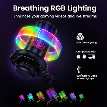 Webcam Streaming Kit with USB RGB Microphone & LED Light 1080P 30FPS Streaming Camera Bundle for Twitch, YouTube, Podcasting, WFH PC & Mac Compatible (Not for PS5 Alone)